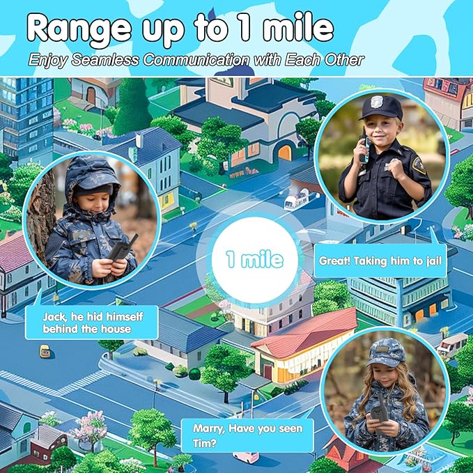 Qniglo Kids Walkie Talkies Rechargeable with USB Charger, 3 Pack Walki Talki for 3-12 Years Old Boys Girls Toys Gifts, Walkie-Talkies with Flashlight Lanyard for Camping Games and Indoor Playing