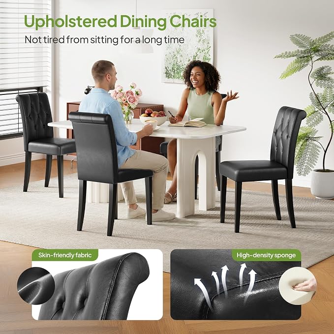 Welzona Upholstered Dining Chairs Set of 2, Button Tufted Parsons Dining Chair - Image 5