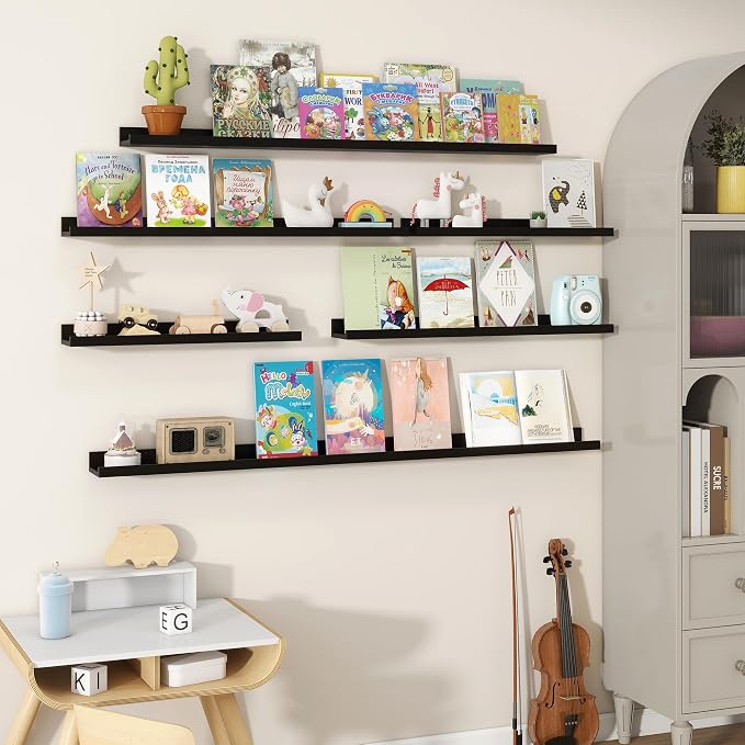 Fun Memories Picture Ledge Shelves Set of 2, 36 Inch Rustic Wall Mounted - Image 6