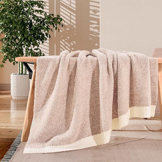 NEXHOME PRO Super Soft Throw Blankets for Couch, Reversible Warm Blanket Cozy Knit Blankets for Women, Fuzzy Plush Lightweight Throws for Sofa, Bed, Picnic, Heather Terracotta, 50 x 60 inches