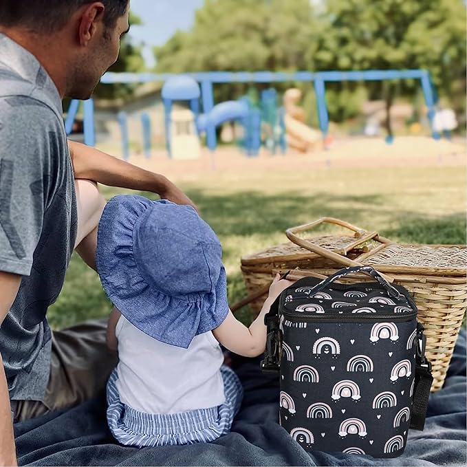 Breastmilk Cooler Bag with Ice Pack Fits 4 Baby Bottles Up to 9 Ounce Insulated Baby Bottle Bag Breast Milk Cooler on the Go with Strap Fits Medela/Dr.Brown's for Nursing Mom Daycare, Work or Travel