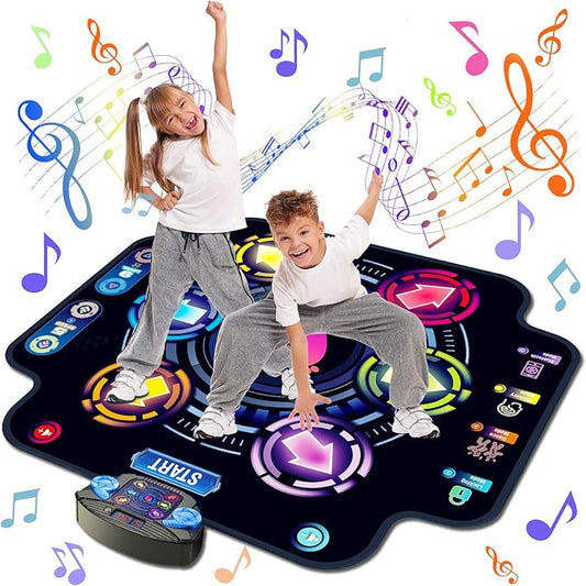 【Upgraded】KIZJORYA Dance Mat for Kids, Electronic Light-up Dance Pad with Wireless Bluetooth 5 Speeds 9 Levels, Dancing Mat for Toddlers Music Game Dance Toy for Girls Boys 3 4 5 6 7 8 9 10+ Year Old