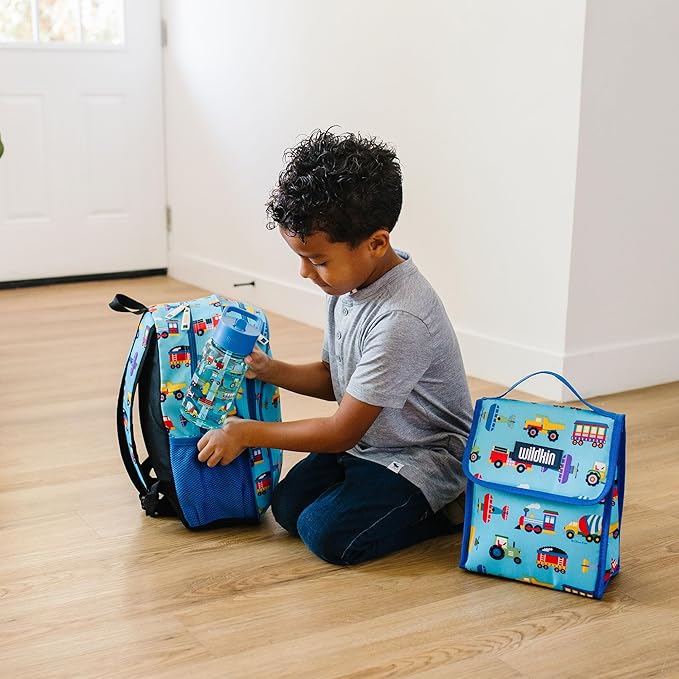 Wildkin 15-inch Kids Backpack – Durable, Padded, Adjustable for School & Travel - Trains, Planes, and Trucks