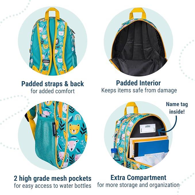 Wildkin 15-inch Kids Backpack – Durable, Padded, Adjustable for School & Travel - Party Animals