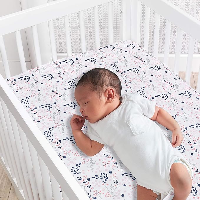 Lambs & Ivy Forever Friends 4-Piece Nursery Crib Baby Bedding Set - Blue, Pink