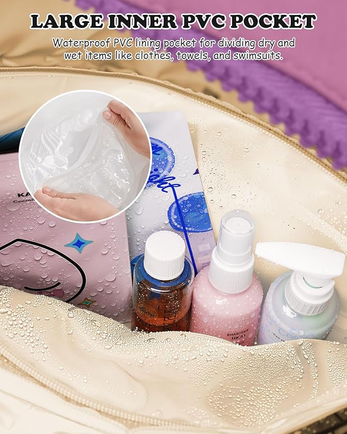 Duffle Bag with Initial, Spend The Night Bags for Women，Overnight Bag with Wet Pocket，Gifts for Friends-Lightweight Travel Bags Personalized Gym Tote with Makeup Pouch