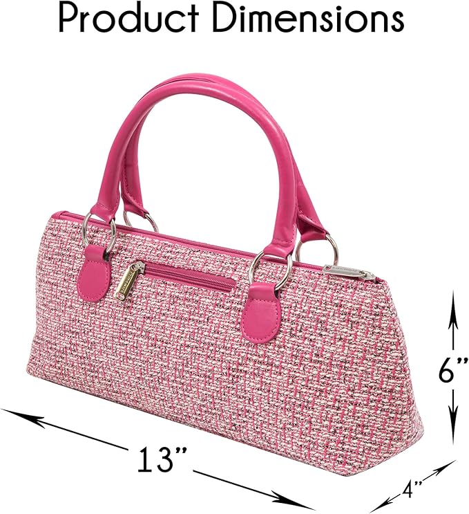 Wine Clutch Bag (Thermal Insulated) Trendy Women’s Carry Tote | Holds Red & White 750mL Bottles | Trendy Fashion | Incl. Portable Waiter-Style Corkscrew (Pink Tweed)