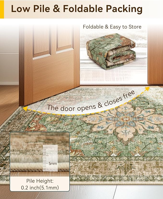 RELEANY Area Rugs 3'x8' Runner Rug Non Slip Washable - Image 5
