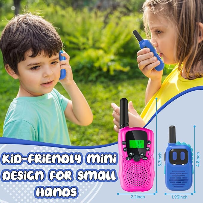 Walkie Talkies for Kids with Dinosaurs Silicone Sleeve, Toys for 3-7 Year Old Boys Girls, Kids Walkie Talkies 1000FT Range 2 Channels 2 Way RadioToy Gifts for 5-8 Year Old Boys Girls