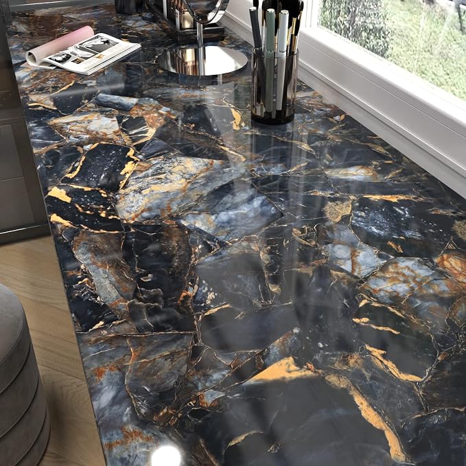 Black/Purple Marble Contact Paper by WallpaperDecoration