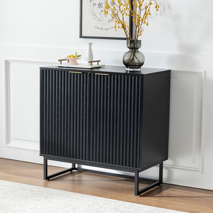 EYYTHUNG Fluted Storage Cabinets Set of 3, Sideboard Buffet Cabinet Modern - Image 8