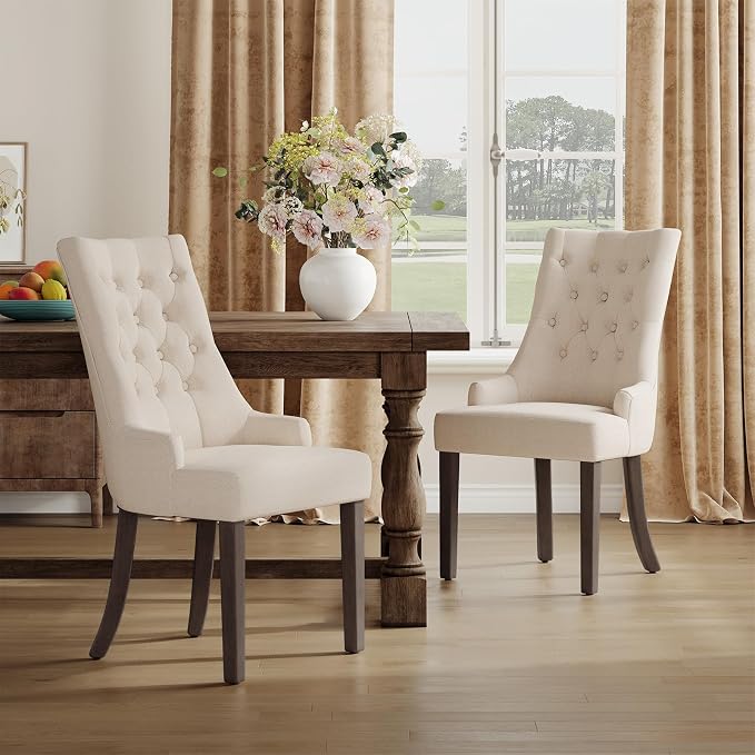 COLAMY Fabric Side Dining Chairs Set of 4, Wingback Upholstered Dining Room - Image 8