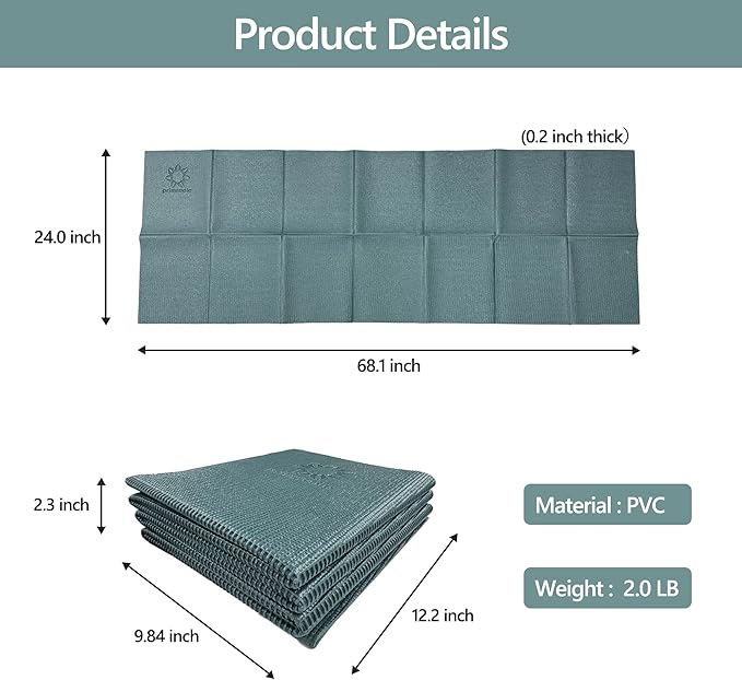 Folding Yoga Travel Pilates Mat Foldable Easy to Carry to Class Beach Park Tear resistant Travel Picnics 4mm Thick 9 Colors