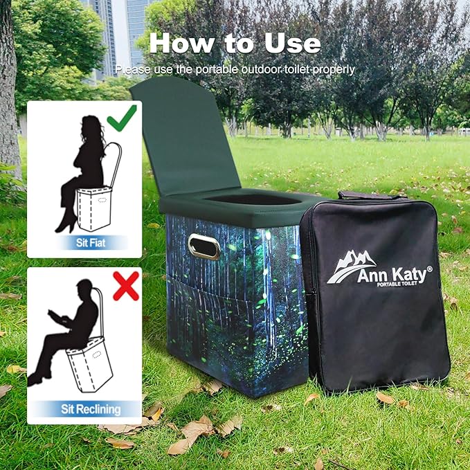 Upgrade XL Portable Toilet for Adults, Extra Large Portable Travel Floding Toilet, Camping Tall Toilets with Lid for Adults and Kids Compact Potty for Car,Hiking,Beach and Camping