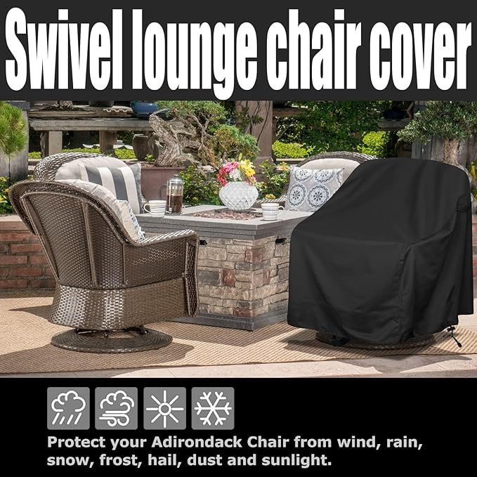 Outdoor Swivel Lounge Chair Cover 4 Pack, Waterproof Heavy Duty Outdoor Chair - Image 5