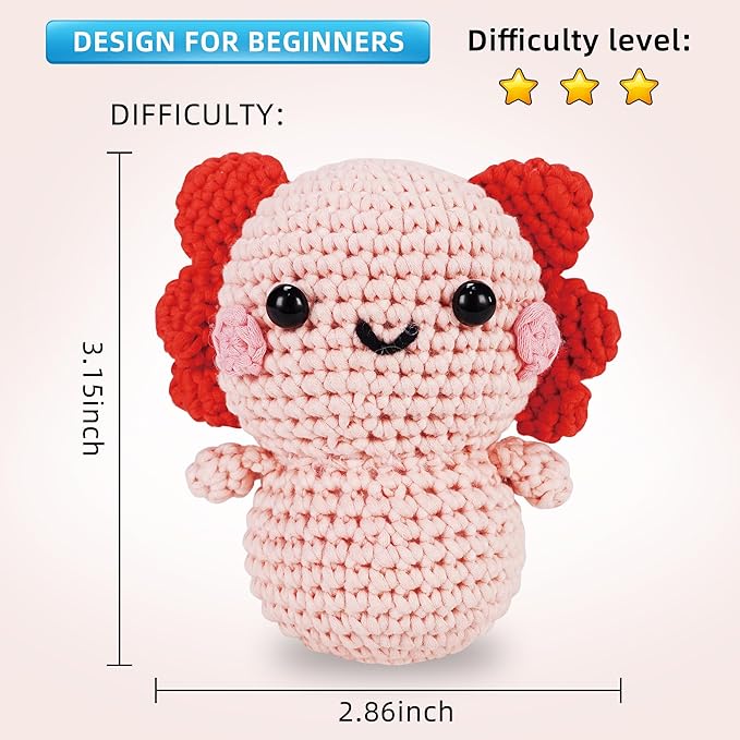 WaldyWop Crochet Kit for Beginners Kids, Wobbles Crochet Animal Kit, Complete Starter Knitting Set w/Step-by-Step Video Tutorials, Easy Yarn (Extra 40%), Hook - DIY Craft Kits, Gifts for Girls Teen