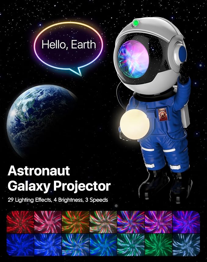 Rossetta Astronaut Galaxy Projector, Star Projector for Bedroom, LED Night Light for Kids Room with Timer and Remote, Room Decor Aesthetic, Home Decor, Gifts for Adults, Teens, Christmas, Birthday