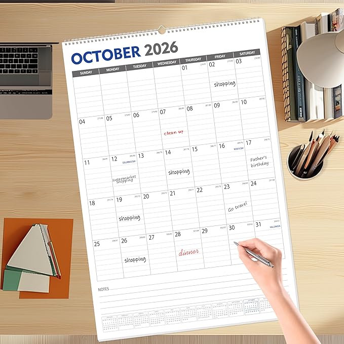 GuassLee Extra Large Wall Calendar 2025-26, 20"x 30" Gaint Vertical Wall Calendar 2026, Sep. 2025 to Mar. 2027, 19-Month Hanging Paper Planner Wall with Julian Date for Office Home