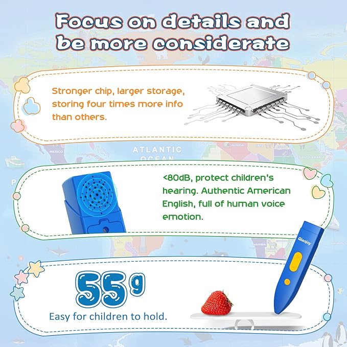 Bilingual Interactive Kids Talking World Map & Dinosaur Poster for Kids Learning and Educational Toys, Talking Educational Toys for 3 to 12 Years Old Girls/Boys, Preschool Learning Chart