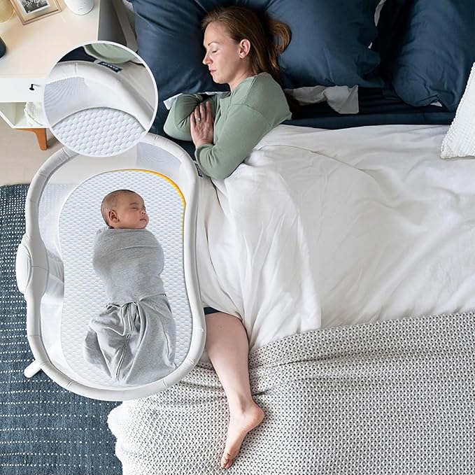 Lisara Baby Bassinet Mattress, 30 x 18 Dual Sided Gel Memory Foam Bassinet Mattress with Waterproof, Removable, Ice Silk Cover, Fit for Halo Bassinest, Swivel/Flex/Glide/Premiere/Luxe Series Sleeper