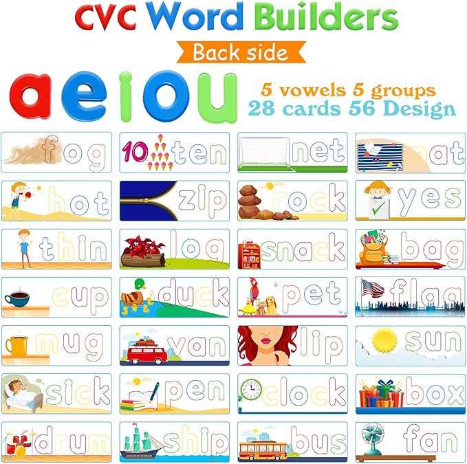 SpringFlower See & Spell Matching Letter Toy,Learning Educational Toy For 3 4 5 6 Years Old Boys And Girls,Preschool Learning Activities,Shape & Color Recognition Game,Cvc Word Builders For Kids,80Pcs