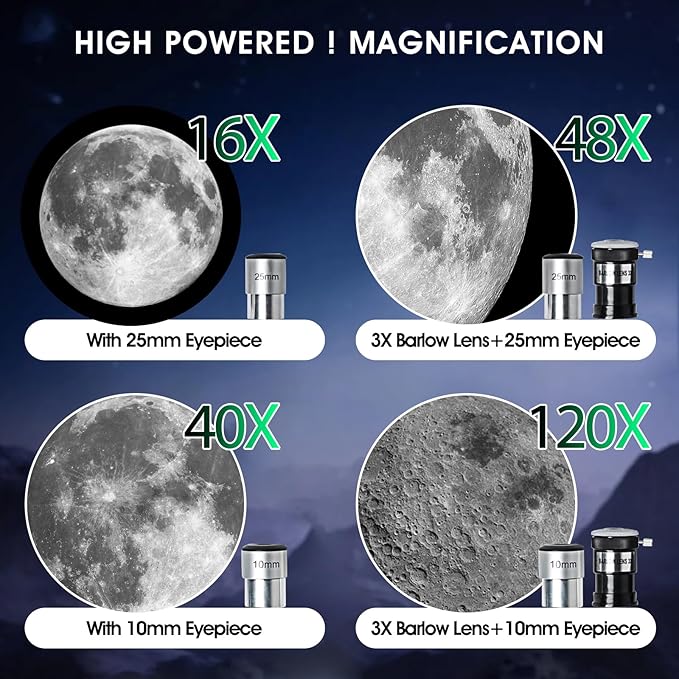 Telescope for Kids Adults Beginners,70mm Aperture 400mm Focal Length Telescopio for Astronomy, Multi Coated Travel Refractor Astronomical Telescopes