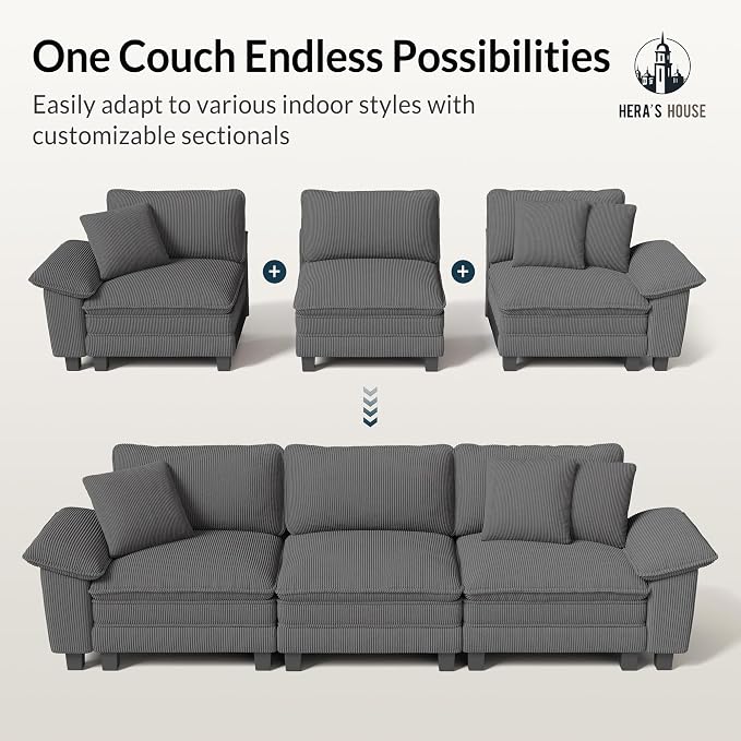 HERA'S HOUSE 124" Modular Sectional Sofa, Oversized U Shaped Couches - Image 7