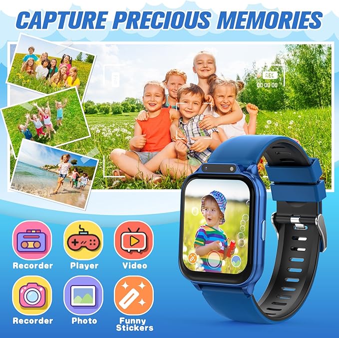 Smart Watch for Kids 1.85" with Fitness Tracker, Sleep Monitor, 22/100+ Sport Modes, DIY Dial, IP68 Waterproof, Step Counter, Heart Rate, Camera, with/Without APP, Gift for 3-12 Years Old Boys Girls