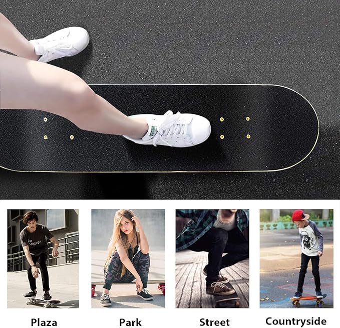 Easy_Way Complete Skateboards- Standard Skateboards for Beginners Kids Boys Girls Teenager- 31''x 8''Canadian Maple Cruiser Pro Skate Board, Skateboards