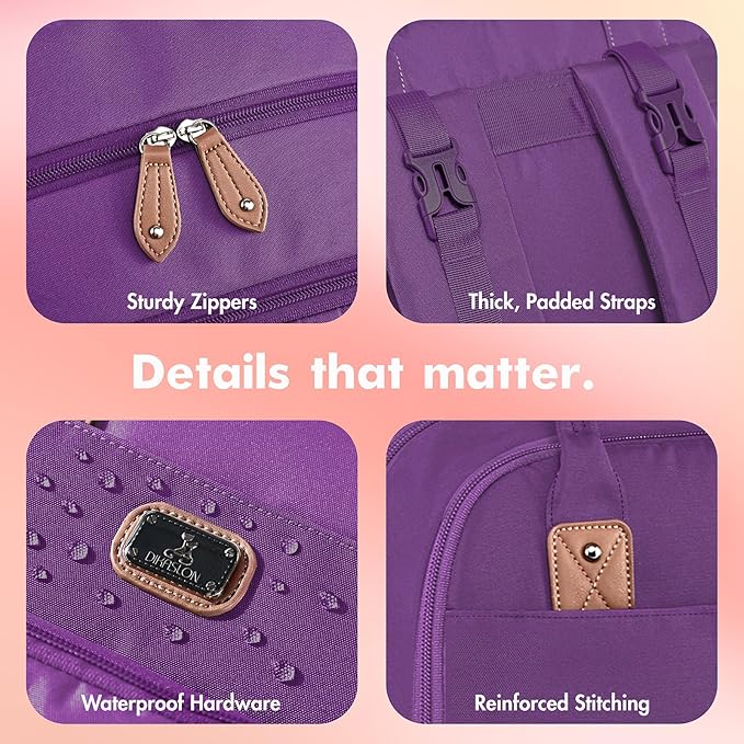 Dikaslon Diaper Bag Backpack with Portable Changing Pad, Pacifier Case and Stroller Straps, Large Unisex Baby Bags for Boys Girls, Multipurpose Travel Back Pack Moms Dads, Purple