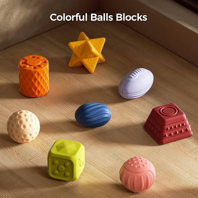 TUMAMA Baby Sensory Ball Set,Soft Textured Squeeze Balls Montessori Toys Easter Egg for Babies Toddlers 3-12 Months