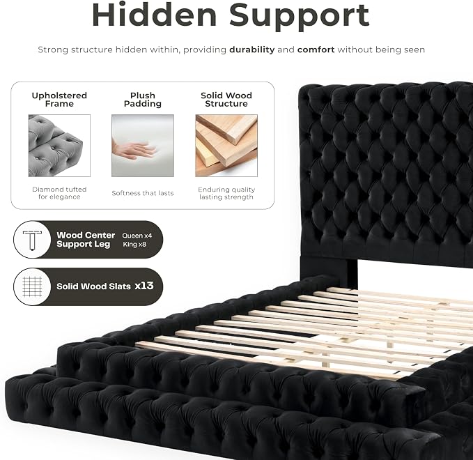Furniture of America Sable Fabric Upholstered Step Up Queen-Size Platform Bed - Image 4