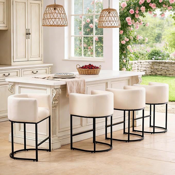 ClinQ 26" H Counter Height Bar Stools Set of 2, Modern Barrel Counter Stools - Image 6