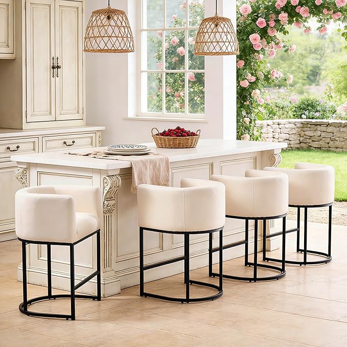 ClinQ 26" H Counter Height Bar Stools Set of 2, Modern Barrel Counter Stools - Image 6
