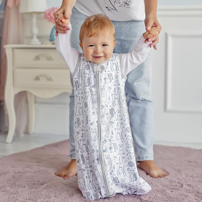 Mama Cheetah Baby Sleep Sack 0.5 TOG, Organic Cotton Baby Wearable Blanket with Two-Way Zipper, Swaddle Transition Baby Sleeping Bag for Newborn Infant Toddler Boy Girl, 6-12 Months