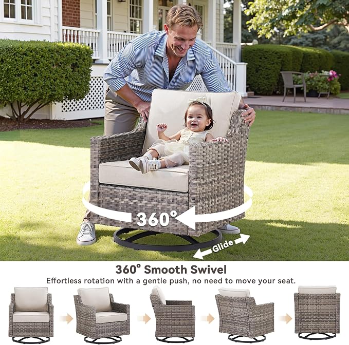 Outdoor Swivel Rocker Patio Chairs-High Back Wicker Swivel Rocker Patio Chairs - Image 2