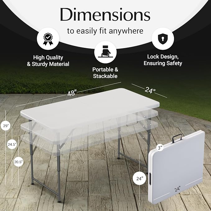 2 Pack of 4 Feet Foldable Table - Image 3