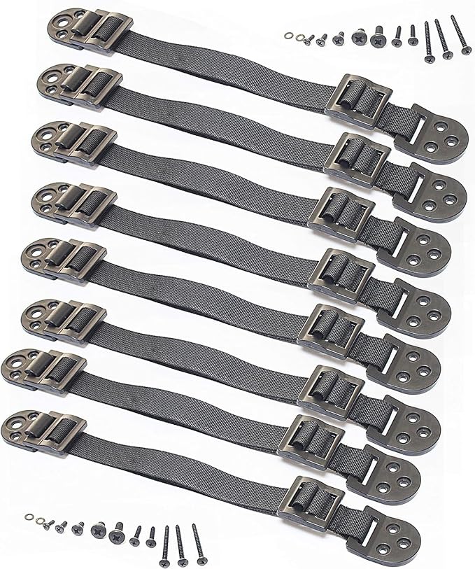 Boxiki kids Furniture Straps - Anti Tip Strap for Baby Proofing & Child Safety - 8 Pack of Adjustable Wall Straps and TV Straps - Fixings to Anchor Shelves & Cabinets(Black)