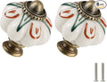 Ivory Pumpkin Knobs 6 Pack Ceramic Cabinet Knobs Vintage Drawer Pulls by Zernmiarder