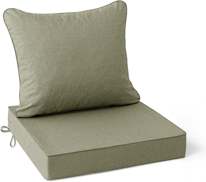 Summsun Water Resistant Outdoor Chair Cushions, Faux Linen Backrest and Deep by SUMMSUN