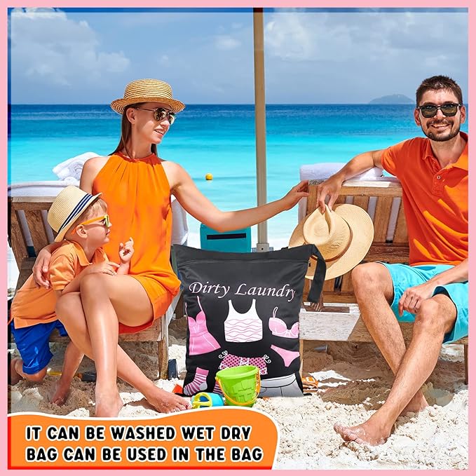 Shappy 2 Pcs Large Travel Laundry Bag Washable Waterproof Wet Dry Large Dirty Clothes Bag Bathing Workout(Dress Style)