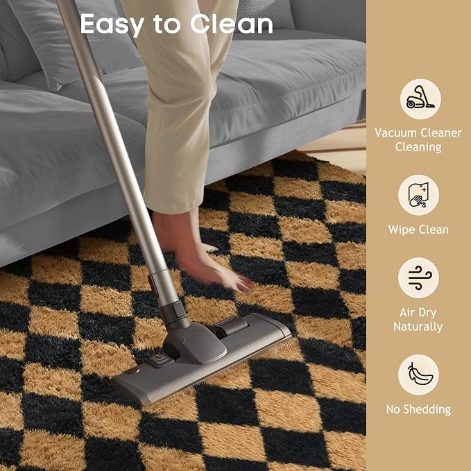 Ophanie Black & Beige Diamond Checkered Rugs - Image 6
