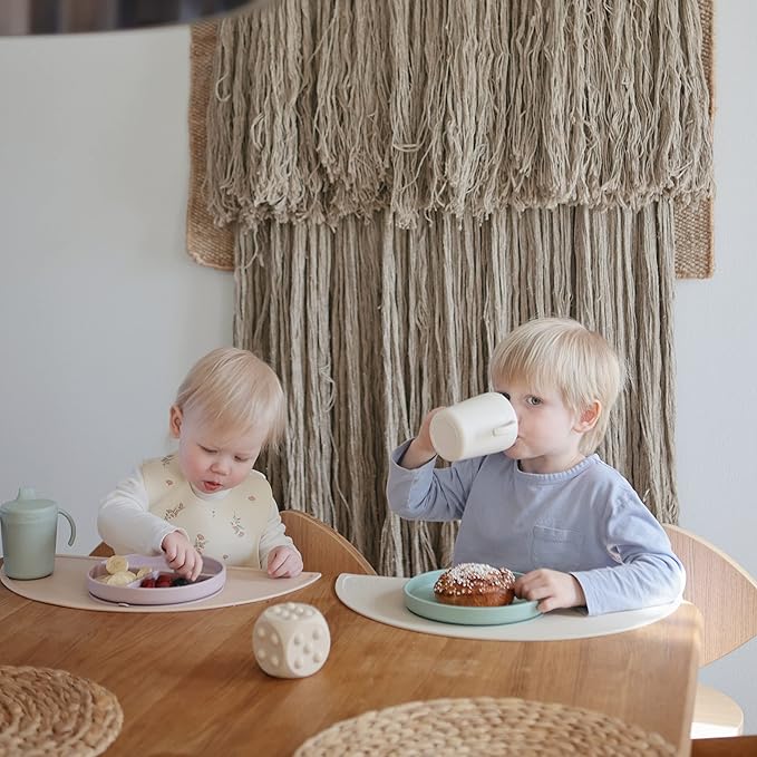 mushie Trainer Sippy Cup | Made in Denmark | Leak Resistant Twist-Off Lid & Handles | Plastic |6 Months + (Ivory)