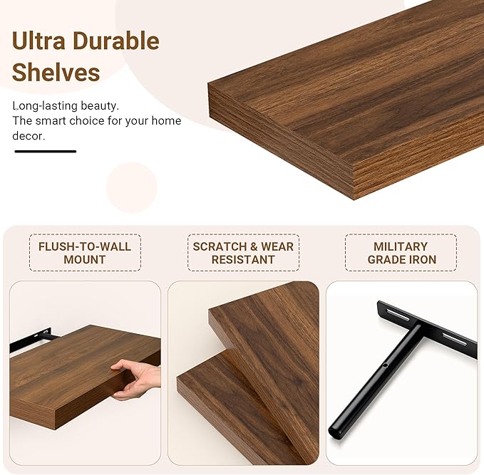 36 Inch Floating Shelves, 12 Inch Deep Floating Shelves - Image 5