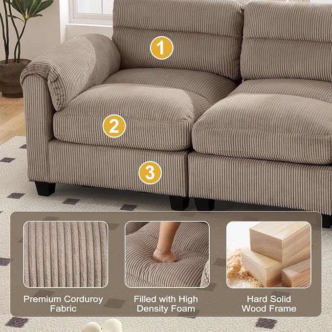 HAOMARKETS Corduroy Sofa Set, Upholstered Armchair and 3-Seater Sofa Sofa Set - Image 3