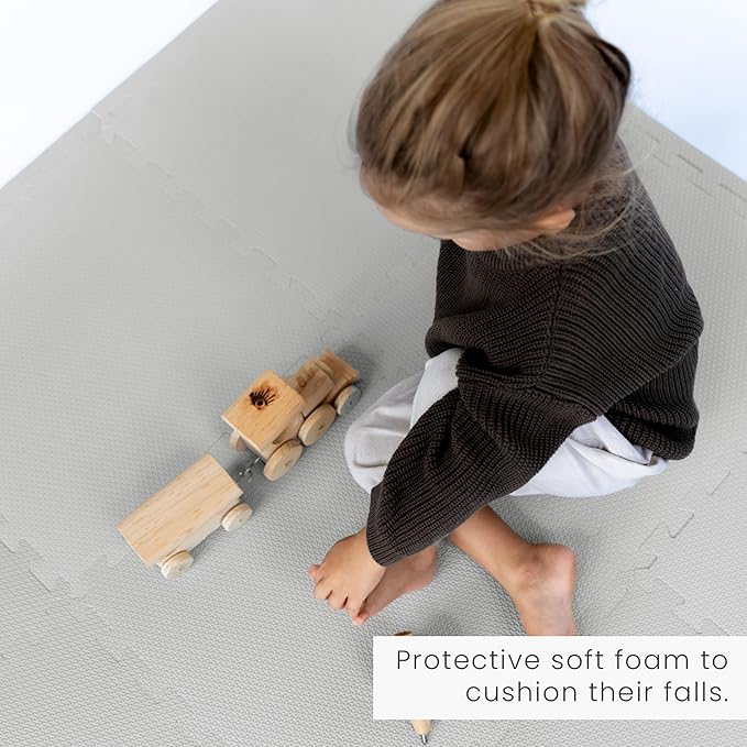 Toddlekind Solid Color Foam Play Mat 4x4 Baby Playmat. Stylish, Non-Toxic, Odorless, Plain Design Puzzle Play Mat 0m+ (Gray)