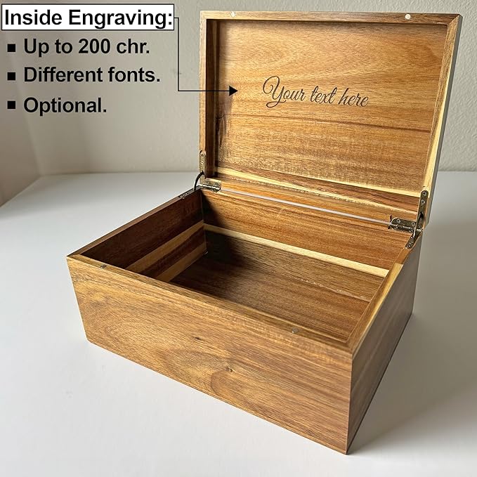 Personalized Christmas Gifts for Dad - Custom Engraved Wooden Box with Kids Names, Unique Father's Day Gift Idea, Grandpa Papa Gift Xmas, Acacia Wood Keepsake Box 11x8x4.75 in