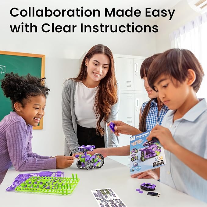 Sillbird Solar Building Robot Kit STEM Gift for Boys Aged 8-12, DIY 15-in-1 Science Educational Toys for Kids Birthday, Solar or Battery Powered Robotic Set with 212 Pieces