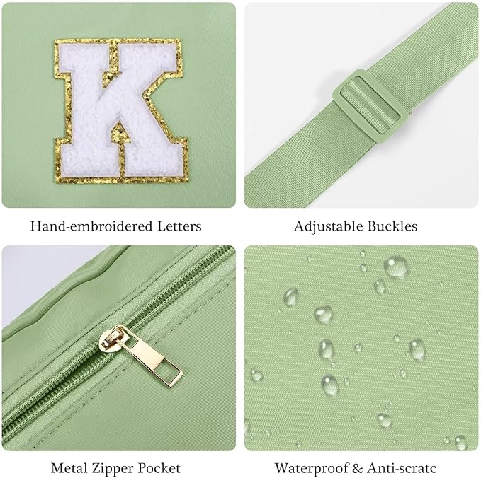 YOOLIFE Bridesmaid Gifts - Bridal Shower & Bachelorette Party Decorations, Green Initial Crossbody Bag