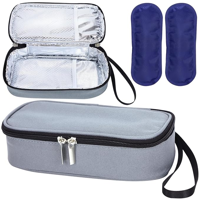 Breastmilk Cooler Bag with Ice Pack, Portable Insulated Breast Milk Storage Cooler Bag, Small Stylish Breastmilk Storage Bag Cooler with Wrist Strap (Grey)